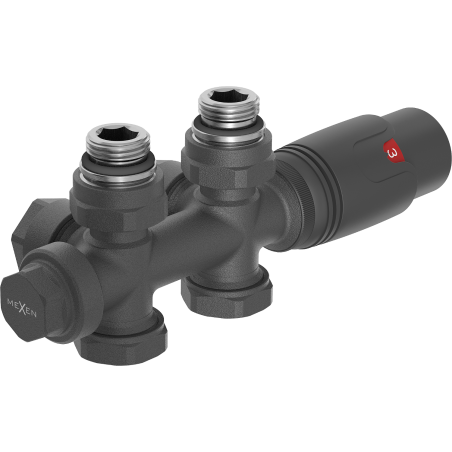 Mexen G00 angle/straight thermostatic set, Duplex, DN50, anthracite - W908-900-66