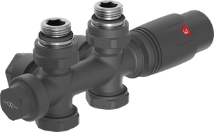 Mexen G00 angle/straight thermostatic set, Duplex, DN50, anthracite - W908-900-66