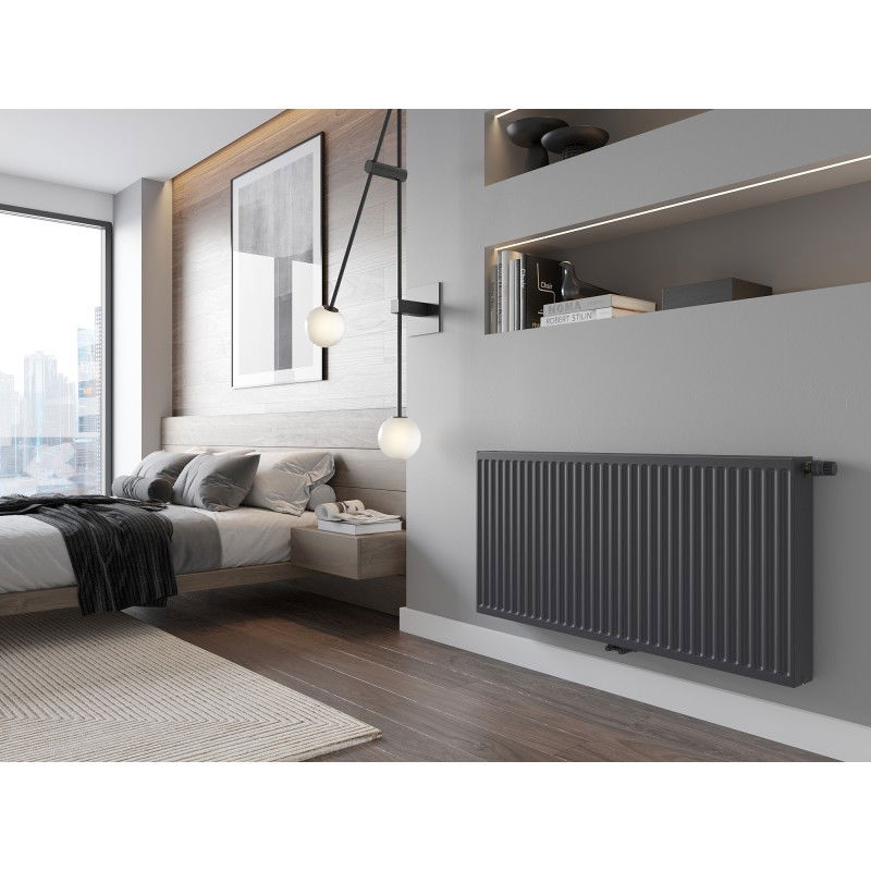 Mexen CC22 flat radiator 900 x 2400 mm, bottom central connection, 5483 W, anthracite - W6C22-090-240-66