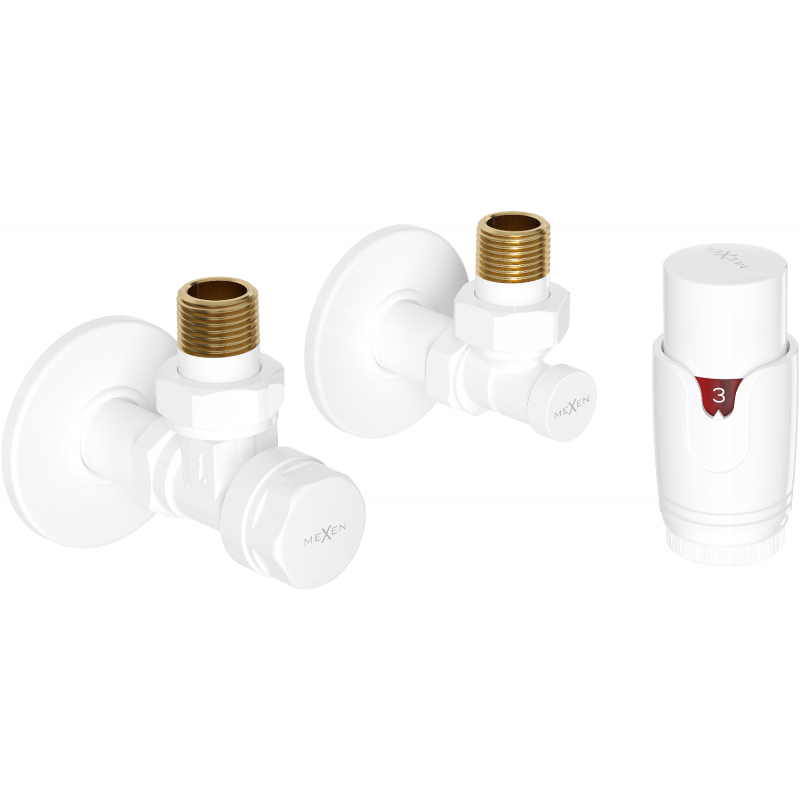 Mexen G00 angular thermostatic set with cover R, white - W901-900-904-20