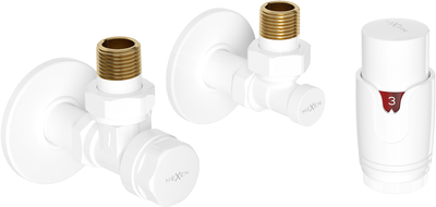 Mexen G00 angled thermostatic set with R cover, white - W901-900-904-20