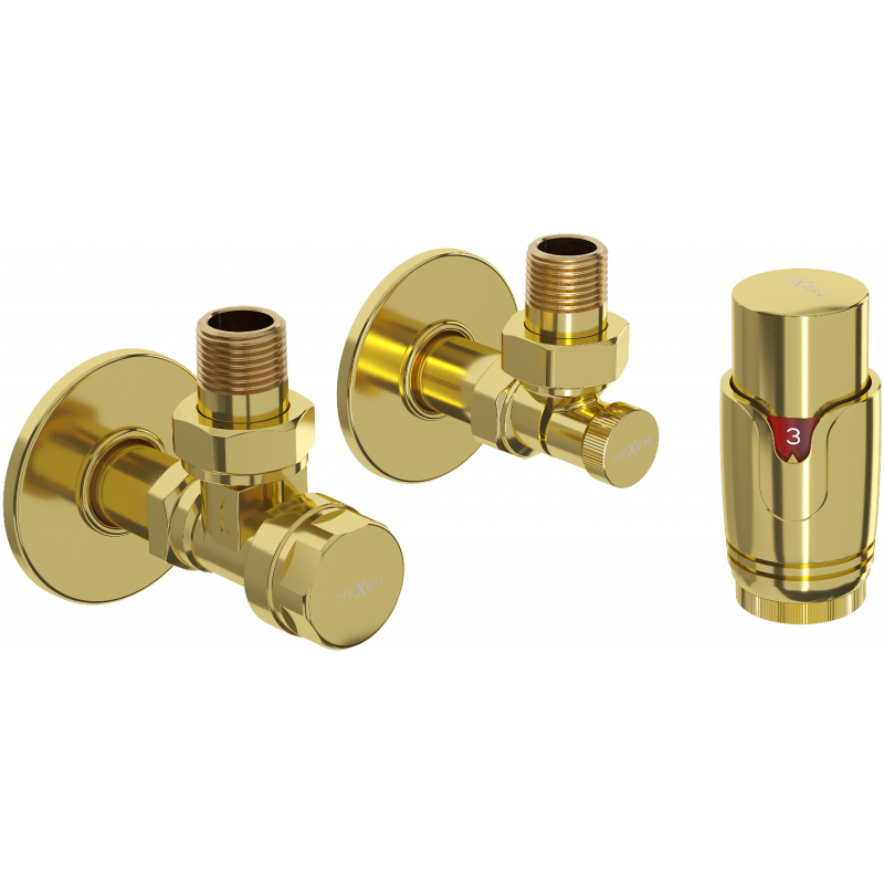 Mexen G00 angled thermostatic set with cover R, gold - W901-900-904-50