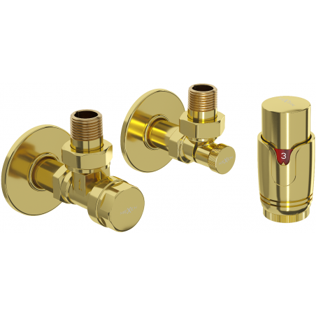 Mexen G00 angled thermostatic set with R cover, gold - W901-900-904-50