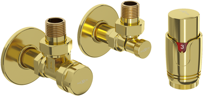 Mexen G00 angled thermostatic set with cover R, gold - W901-900-904-50