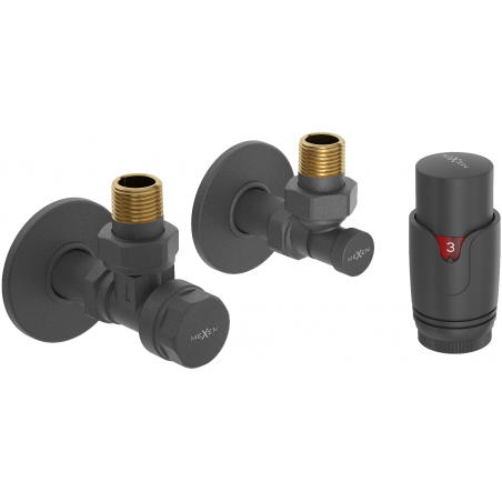 Mexen G00 angular thermostatic set with cover R, anthracite - W901-900-904-66