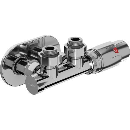 Mexen G00 angled thermostatic set with mask R, Duplex, DN50, chrome - W907-900-905-01
