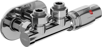 Mexen G00 angled thermostatic set with mask R, Duplex, DN50, chrome - W907-900-905-01