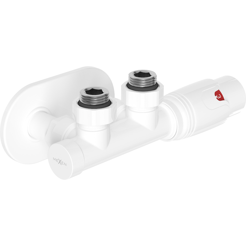 Mexen G00 angle thermostatic set with cover R, Duplex, DN50, white - W907-900-905-20