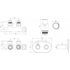 Mexen G00 angled thermostatic set with R masking, Duplex, DN50, gold - W907-900-905-50