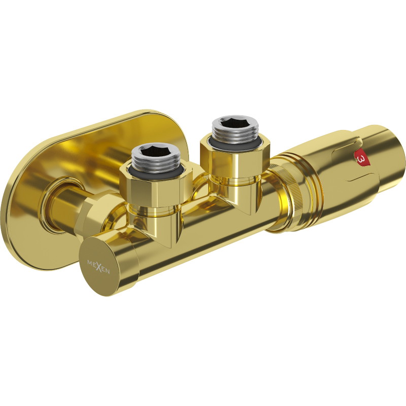 Mexen G00 angled thermostatic set with cover R, Duplex, DN50, gold - W907-900-905-50