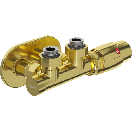 Mexen G00 angled thermostatic set with cover R, Duplex, DN50, gold - W907-900-905-50