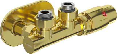 Mexen G00 angled thermostatic set with cover R, Duplex, DN50, gold - W907-900-905-50
