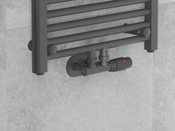Mexen G00 angled thermostatic set with cover R, Duplex, DN50, anthracite - W907-900-905-66
