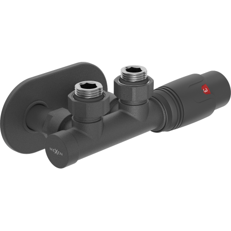 Mexen G00 angled thermostatic set with R cover, Duplex, DN50, anthracite - W907-900-905-66