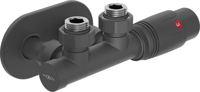 Mexen G00 angled thermostatic set with cover R, Duplex, DN50, anthracite - W907-900-905-66