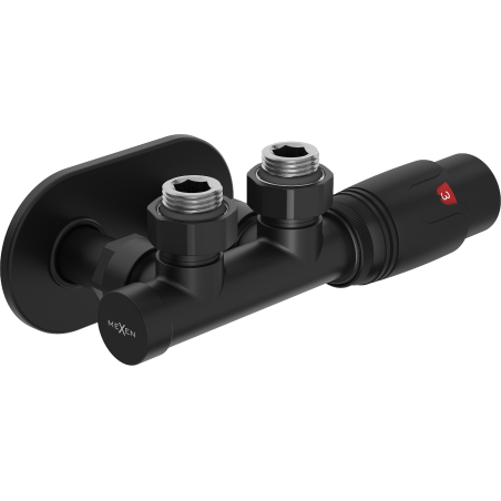 Mexen G00 angled thermostatic set with cover R, Duplex, DN50, black - W907-900-905-70