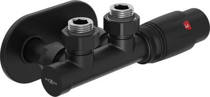 Mexen G00 angled thermostatic set with mask R, Duplex, DN50, black - W907-900-905-70