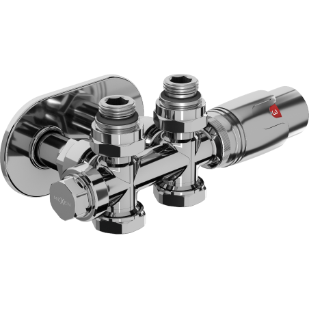 Mexen G00 angled/straight thermostatic set with R rosette, Duplex, DN50, chrome - W908-900-905-01