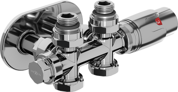 Mexen G00 angled/straight thermostatic set with R rosette, Duplex, DN50, chrome - W908-900-905-01