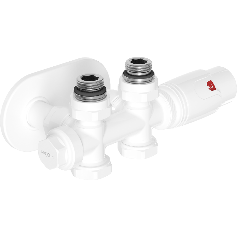 Mexen G00 thermostatic set angle/straight with cover R, Duplex, DN50, white - W908-900-905-20