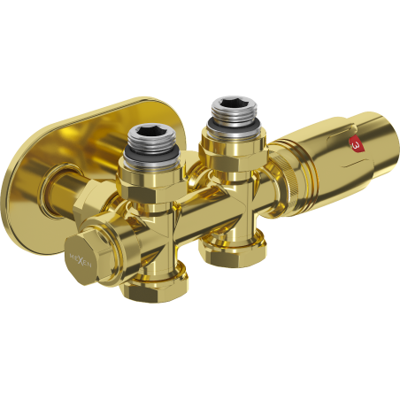 Mexen G00 thermostatic set angled/straight with R cover, Duplex, DN50, gold - W908-900-905-50
