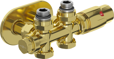 Mexen G00 thermostatic set angled/straight with R cover, Duplex, DN50, gold - W908-900-905-50