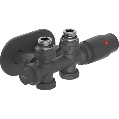 Mexen G00 thermostat set angled/straight with R escutcheon, Duplex, DN50, anthracite - W908-900-905-66
