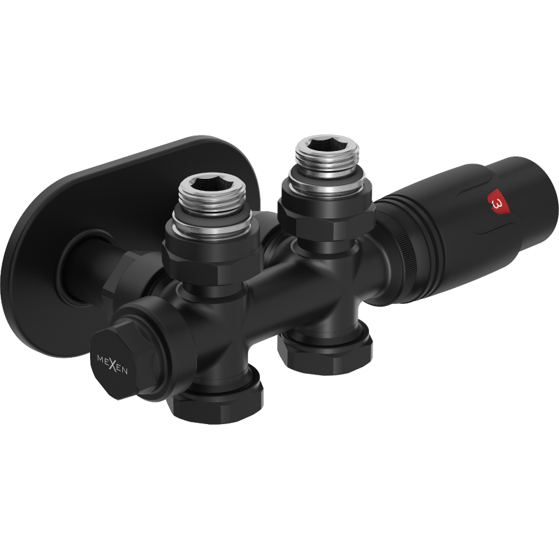 Mexen G00 angled/straight thermostatic kit with R cover, Duplex, DN50, black - W908-900-905-70