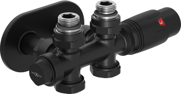 Mexen G00 angled/straight thermostat set with R cover, Duplex, DN50, black - W908-900-905-70