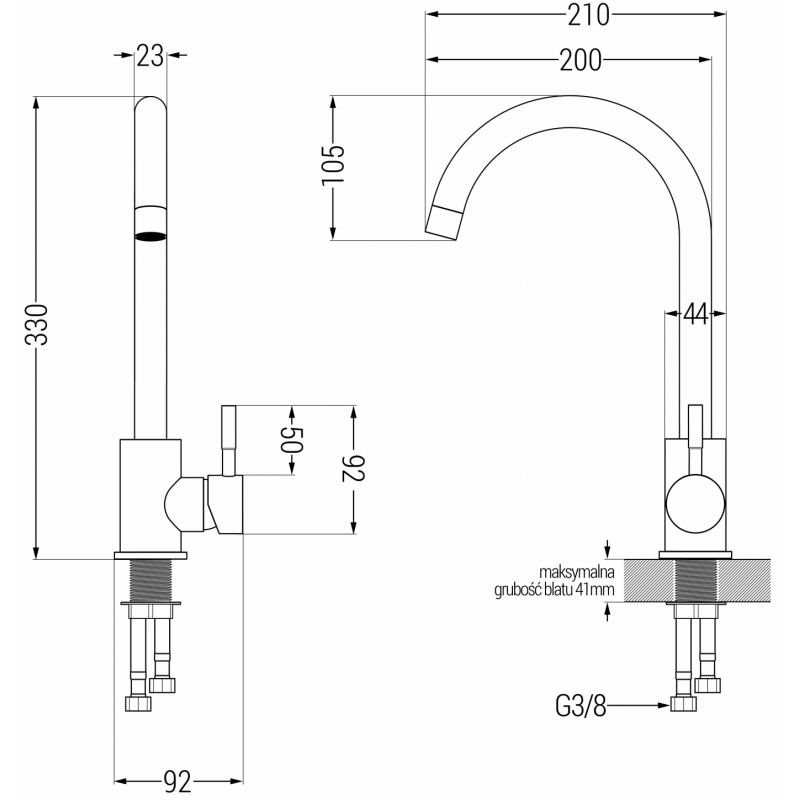 Mexen Foggia kitchen faucet, black - 671800-70