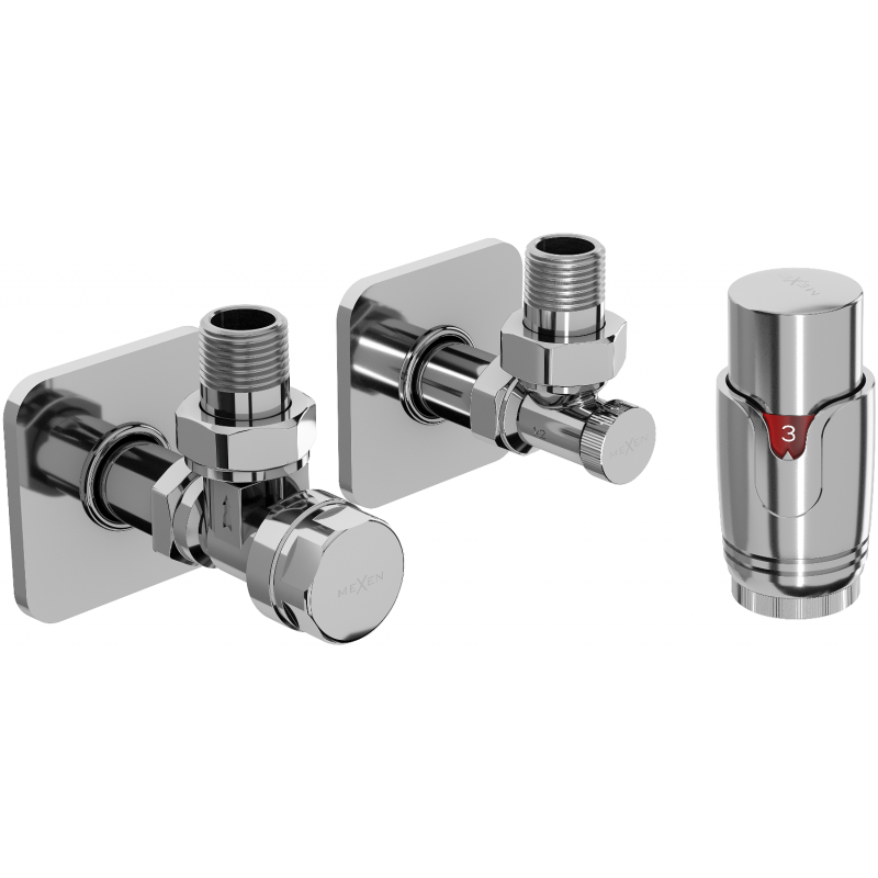 Mexen G00 angled thermostatic valve set with S cover, chrome - W901-900-909-01