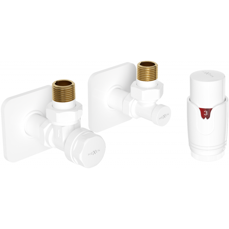 Mexen G00 thermostatic angled set with S masking, white - W901-900-909-20