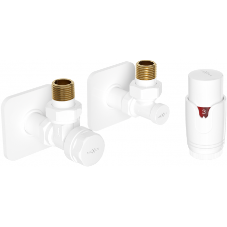 Mexen G00 thermostatic angled set with S masking, white - W901-900-909-20