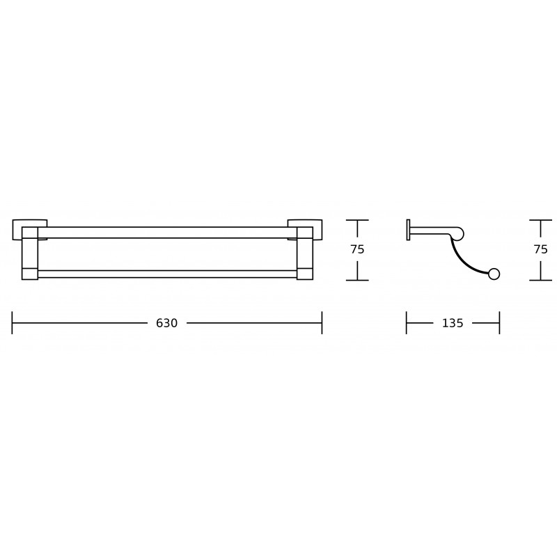Mexen Zoja double towel rack, black - 7019125-70