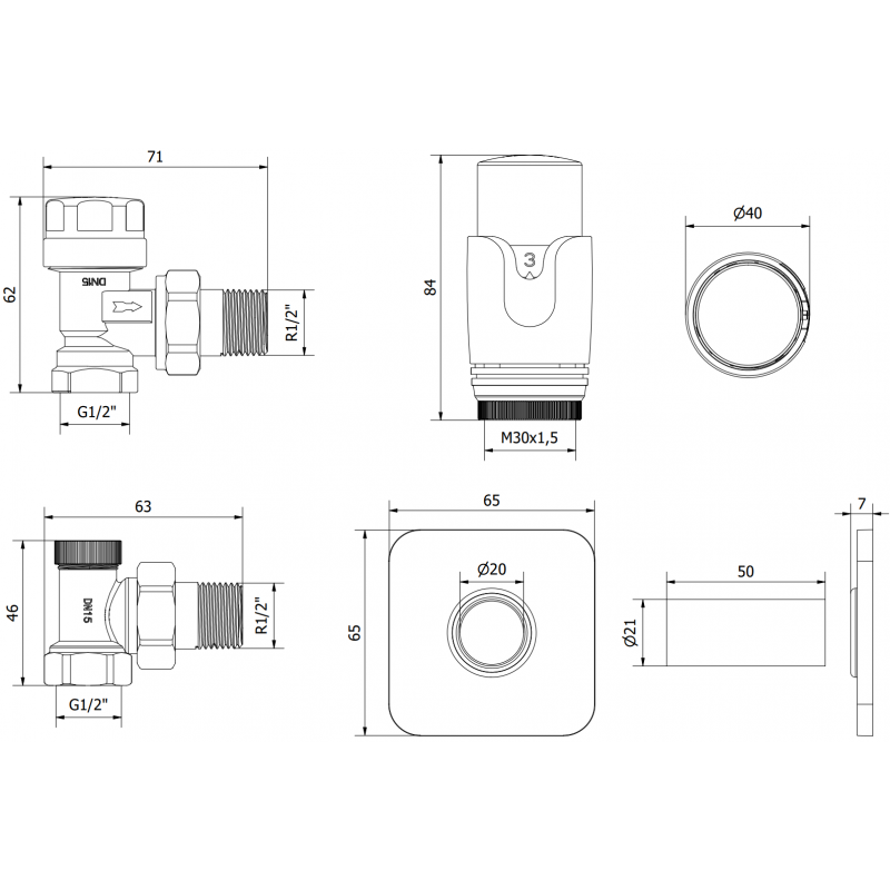 Mexen G00 thermostatic angled set with S cover, black - W901-900-909-70