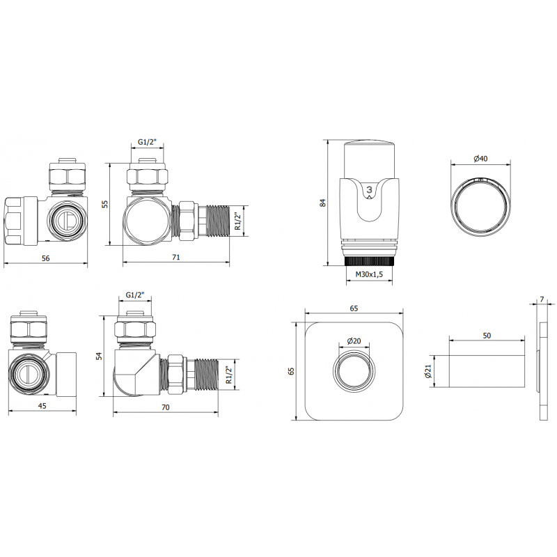 Mexen G00 axial thermostatic set with cover S, chrome - W903-900-909-01