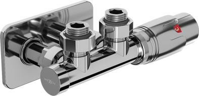 Mexen G00 angle thermostatic set with cover S, Duplex, DN50, chrome - W907-900-910-01