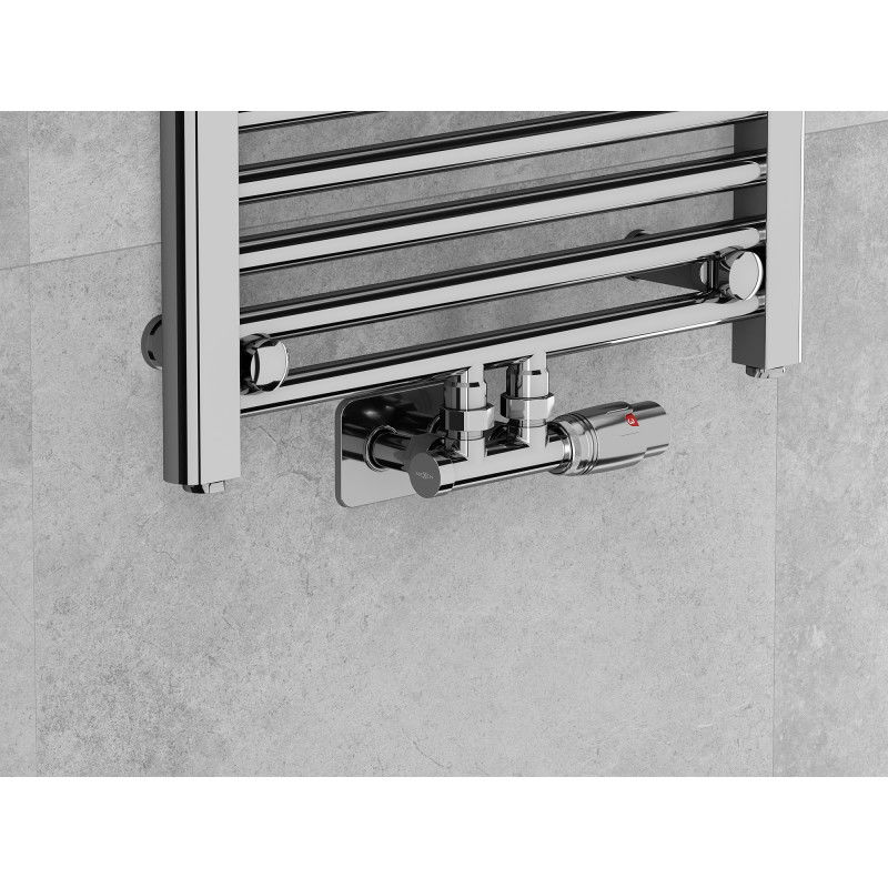 Mexen G00 angled thermostatic set with cover S, Duplex, DN50, chrome - W907-900-910-01