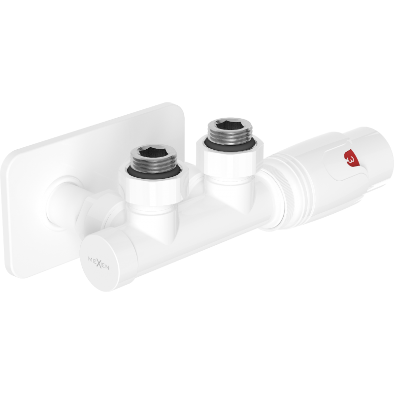 Mexen G00 angled thermostatic set with cover S, Duplex, DN50, white - W907-900-910-20