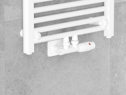 Mexen G00 angled thermostatic set with rosette S, Duplex, DN50, white - W907-900-910-20