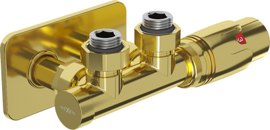 Mexen G00 angled thermostatic set with S cover, Duplex, DN50, gold - W907-900-910-50