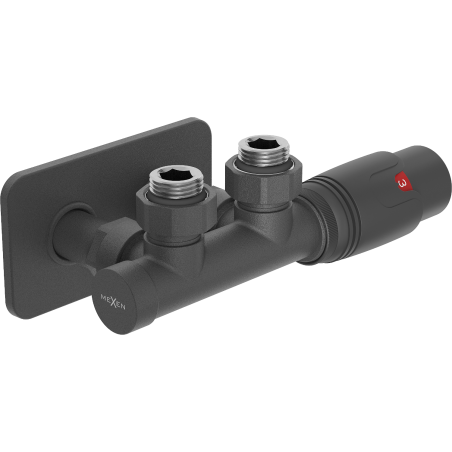 Mexen G00 angled thermostatic set with S cover, Duplex, DN50, anthracite - W907-900-910-66