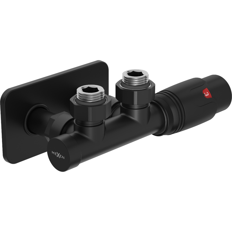 Mexen G00 angular thermostatic set with S cover, Duplex, DN50, black - W907-900-910-70