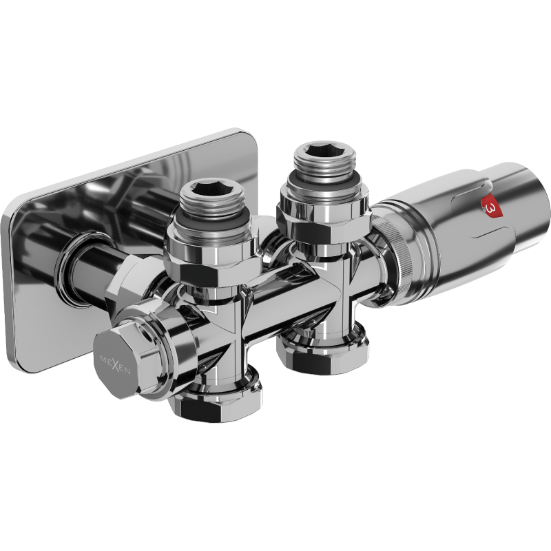 Mexen G00 angled/straight thermostatic set with S cover, Duplex, DN50, chrome - W908-900-910-01