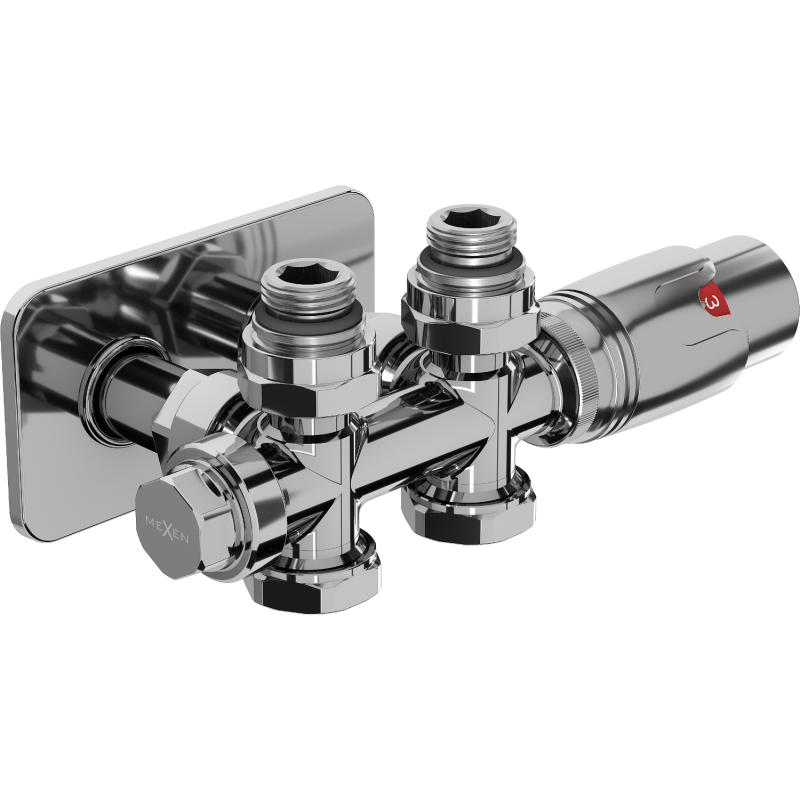 Mexen G00 angular/straight thermostatic set with S mask, Duplex, DN50, chrome - W908-900-910-01
