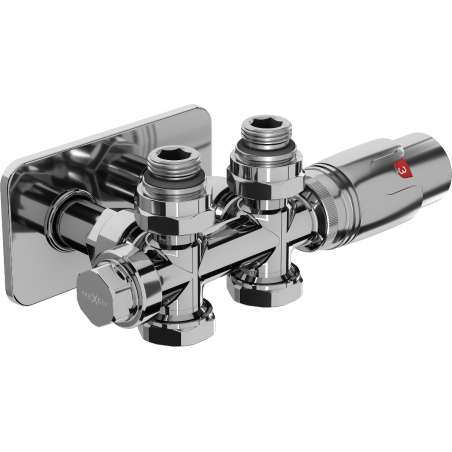 Mexen G00 angular/straight thermostatic set with S mask, Duplex, DN50, chrome - W908-900-910-01