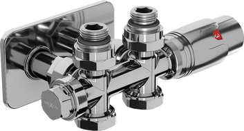 Mexen G00 angular/straight thermostatic set with S mask, Duplex, DN50, chrome - W908-900-910-01