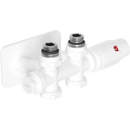 Mexen G00 thermostatic set angled/straight with escutcheon S, Duplex, DN50, white - W908-900-910-20