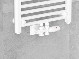 Mexen G00 angled/straight thermostatic set with S cover, Duplex, DN50, white - W908-900-910-20