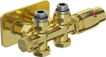 Mexen G00 angled/straight thermostatic set with S cover, Duplex, DN50, gold - W908-900-910-50